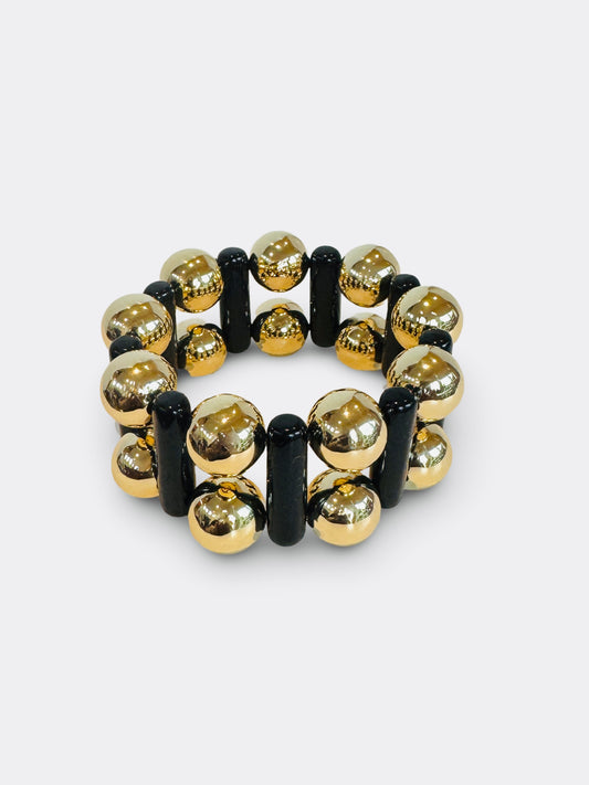 Casino royale gold + black double cuff bracelet