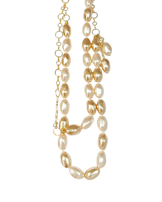 Sabrina long drop vintage Japanese lucite beaded necklace