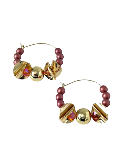 GOLDEN WAVE BRONZE BURGUNDY HOOPS