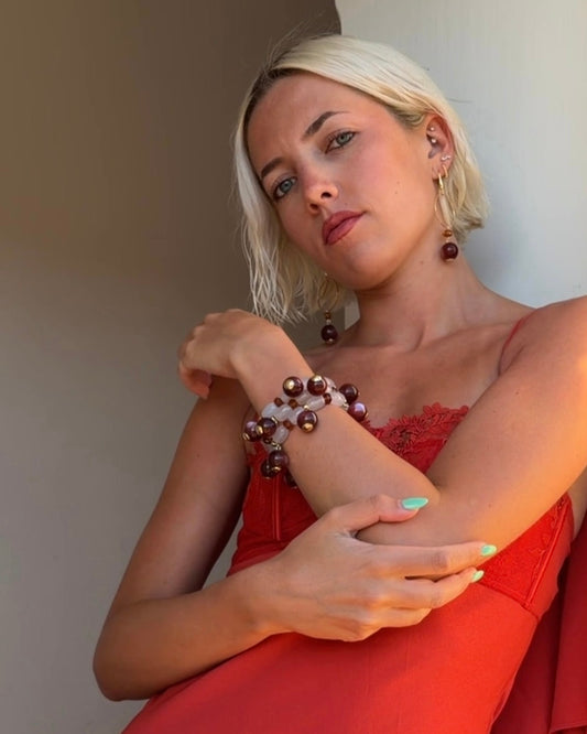 Plum Sky Aubergine & Amber Drop Earrings