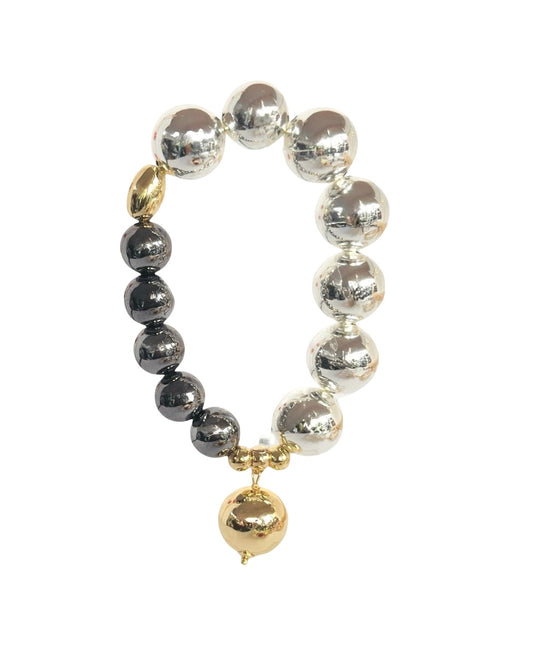 Sunbeam silver, gold drop charm bracelet