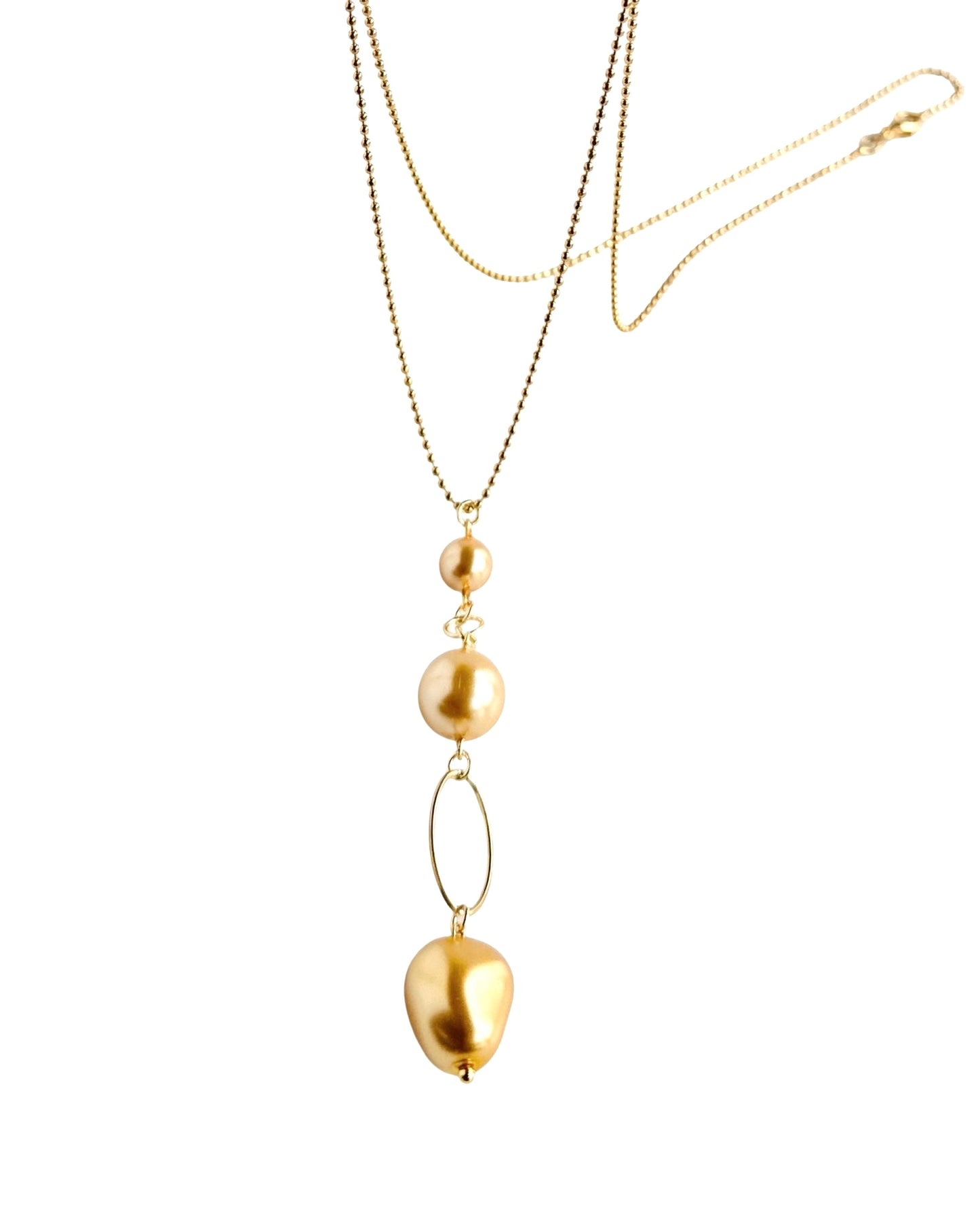 Portia 14k gold filled chain, baroque crystal pearl drop necklace