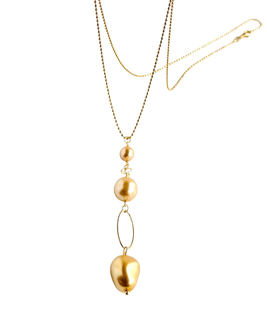 Portia 14k gold filled chain, baroque crystal pearl drop necklace