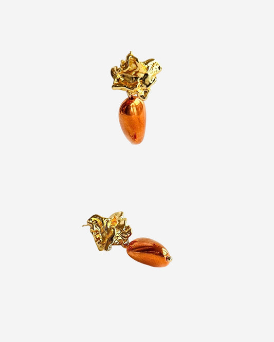 Bronze vintage beaded nugget earrings