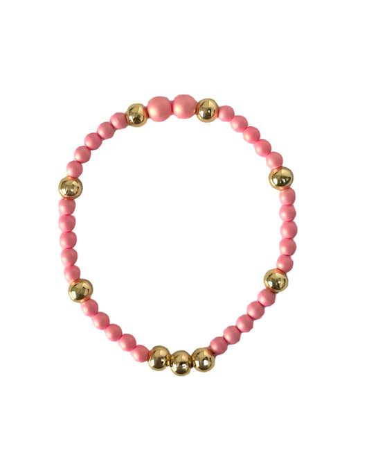 Baby Love Iridescent Ballet Pink Fine Crystal & Gold Bracelet