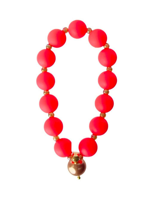Beau neon strawberry beaded charm bracelets