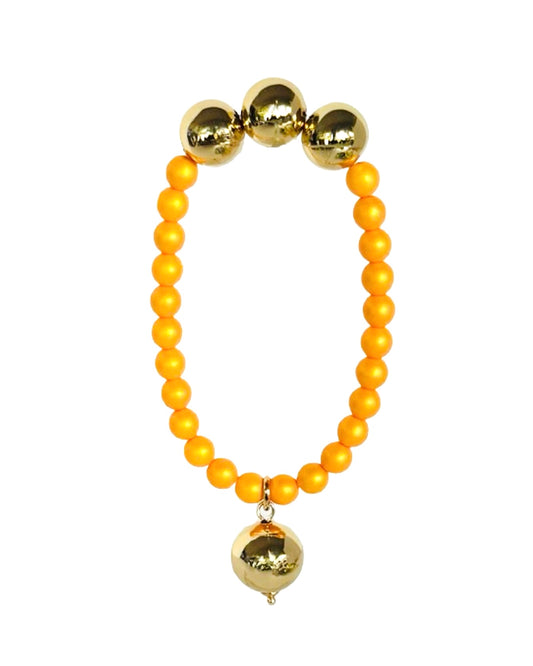 Betty boo iridescent pumpkin crystal pearl gold beaded bracelet