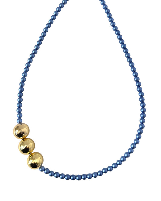 BETTY BOO SAPPHIRE CRYSTAL PEARL + GOLD CHOKER
