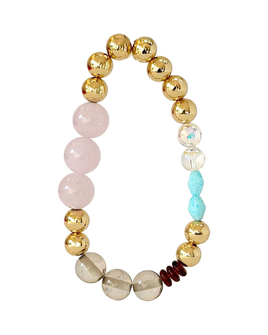 Pickle Pie Pink Jade Crystal + Gold Bracelet