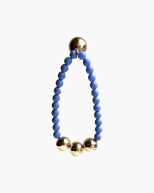 Betty Blue cornflower blue crystal pearl gold beaded bracelet