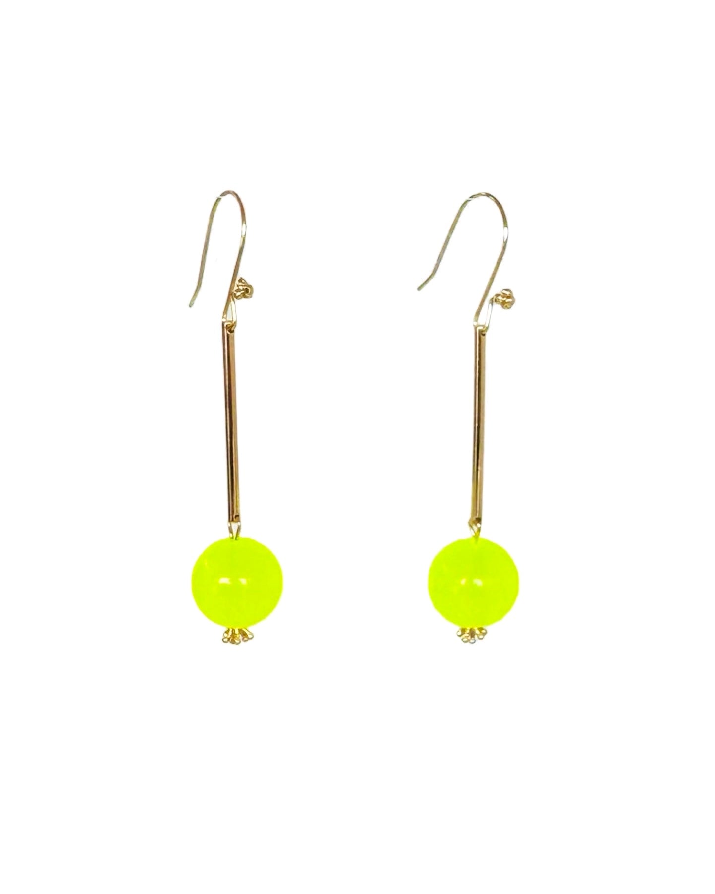 Disco pop vintage neon yellow beaded drop earrings