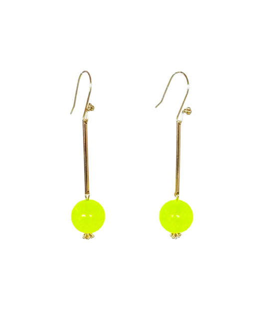 Disco pop vintage neon yellow beaded drop earrings