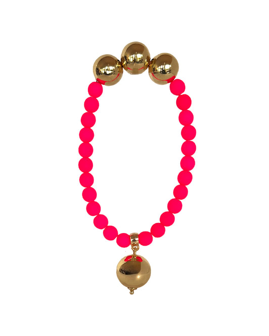 Betty boo shocking pink crystal pearl gold beaded bracelet