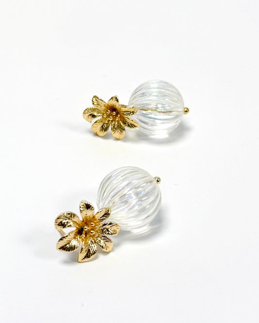 Fleurie vintage lucite + gold filled floral earrings
