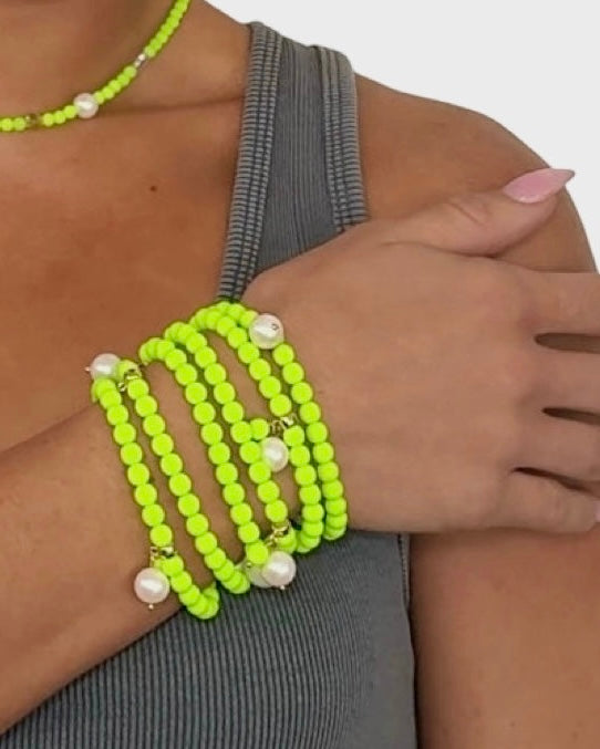 Lush lollipop lime neon green crystal bracelet
