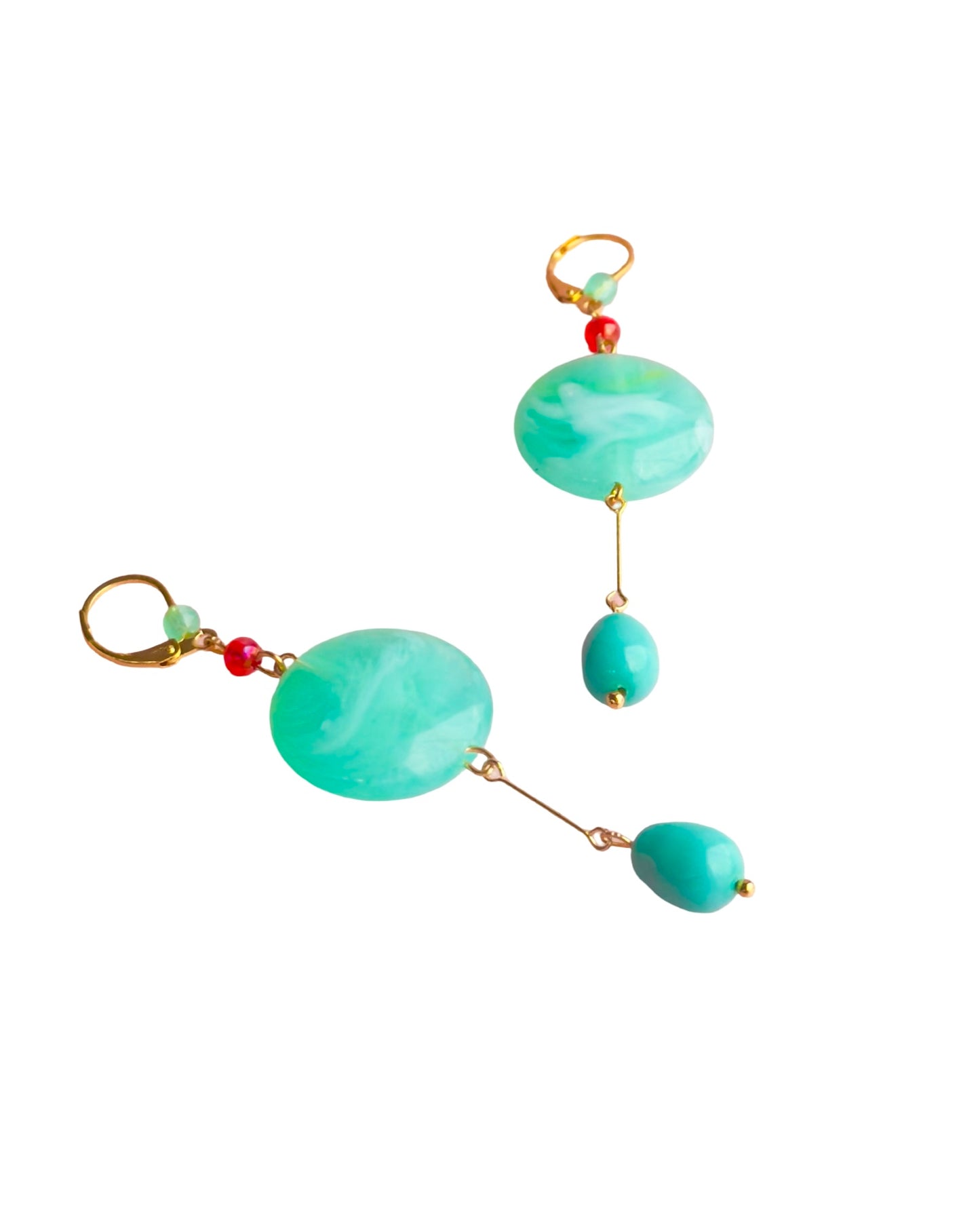 Lyra Aqua drop disc earrings