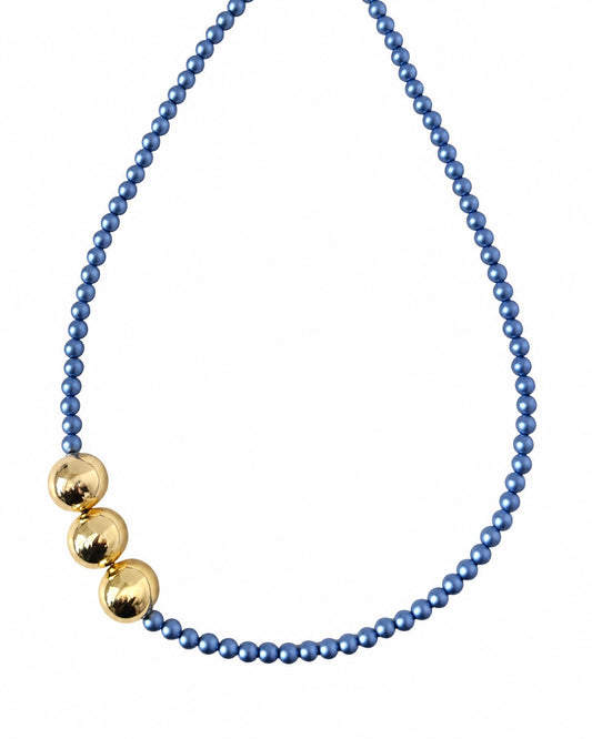 BETTY BOO SAPPHIRE CRYSTAL PEARL + GOLD CHOKER