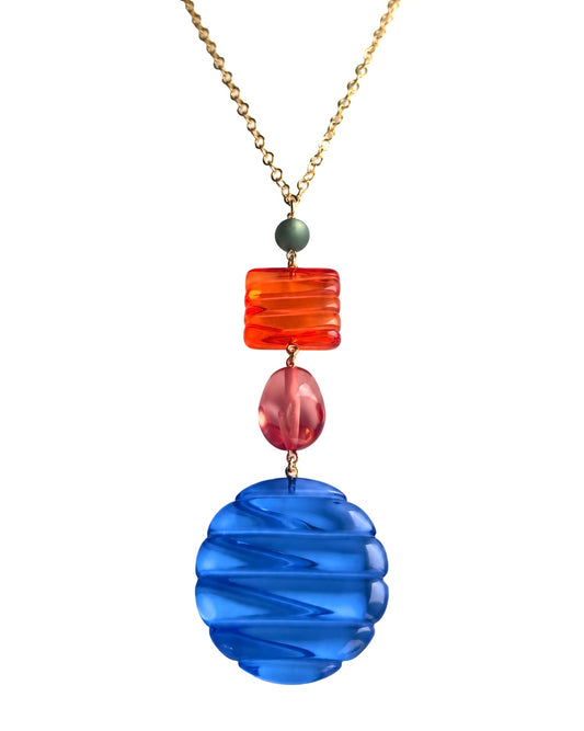 La Bomba Cobalt Blue & Orange Necklace