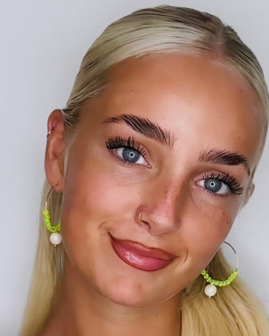 Colour pop neon lime drop pearl hoops