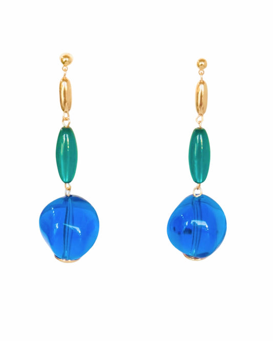 Lolita blue vintage beaded drop earrings
