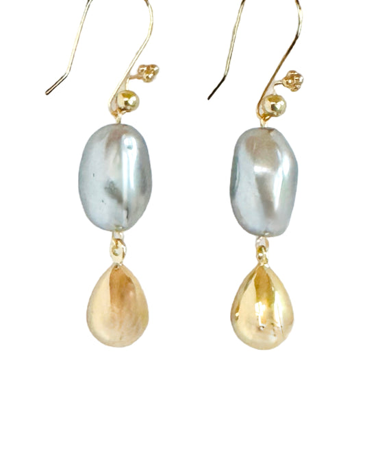 Alba vintage lucite Japanese pearl + gold drop earrings