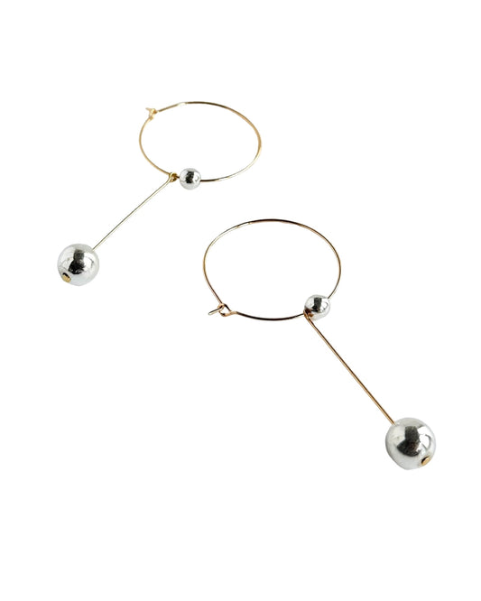 Tina gold + silver drop hoops