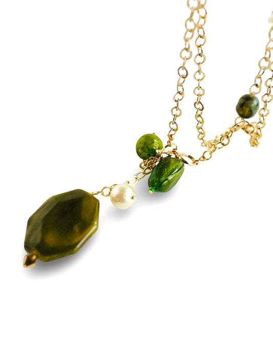 Arella gold beaded drop necklace