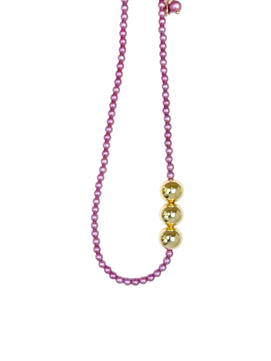 Betty boo purple crystal pearl gold chocker