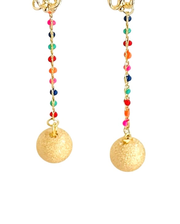 Asha Matte Gold Multi Colour Drop Earrings