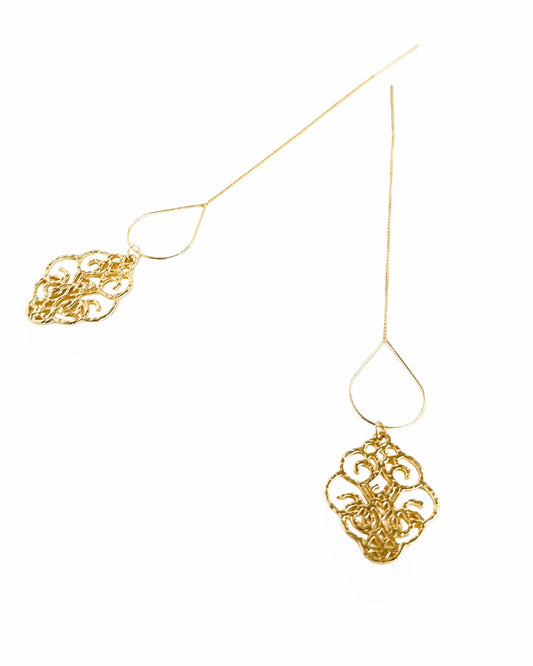 Serefina filigree drop threader earrings