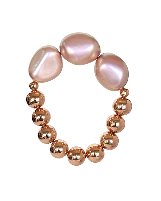 Gloria handmade crystal pearl + gold beaded bracelet