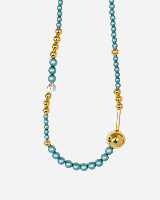 Fifi Trixie Gold + petrol blue crystal chocker