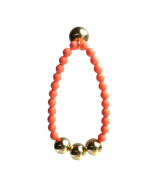 Betty boo peach crystal pearl gold beaded bracelet