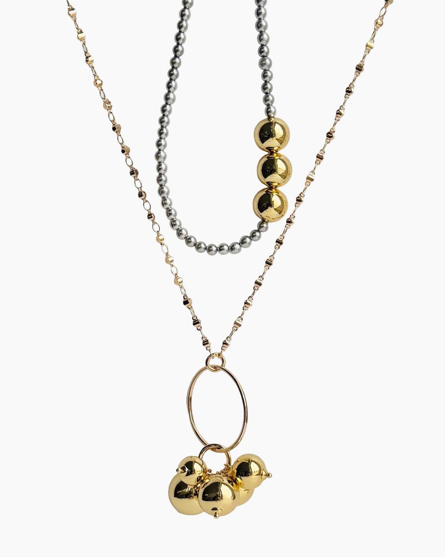 Betty boo silver gold pearl beads necklace