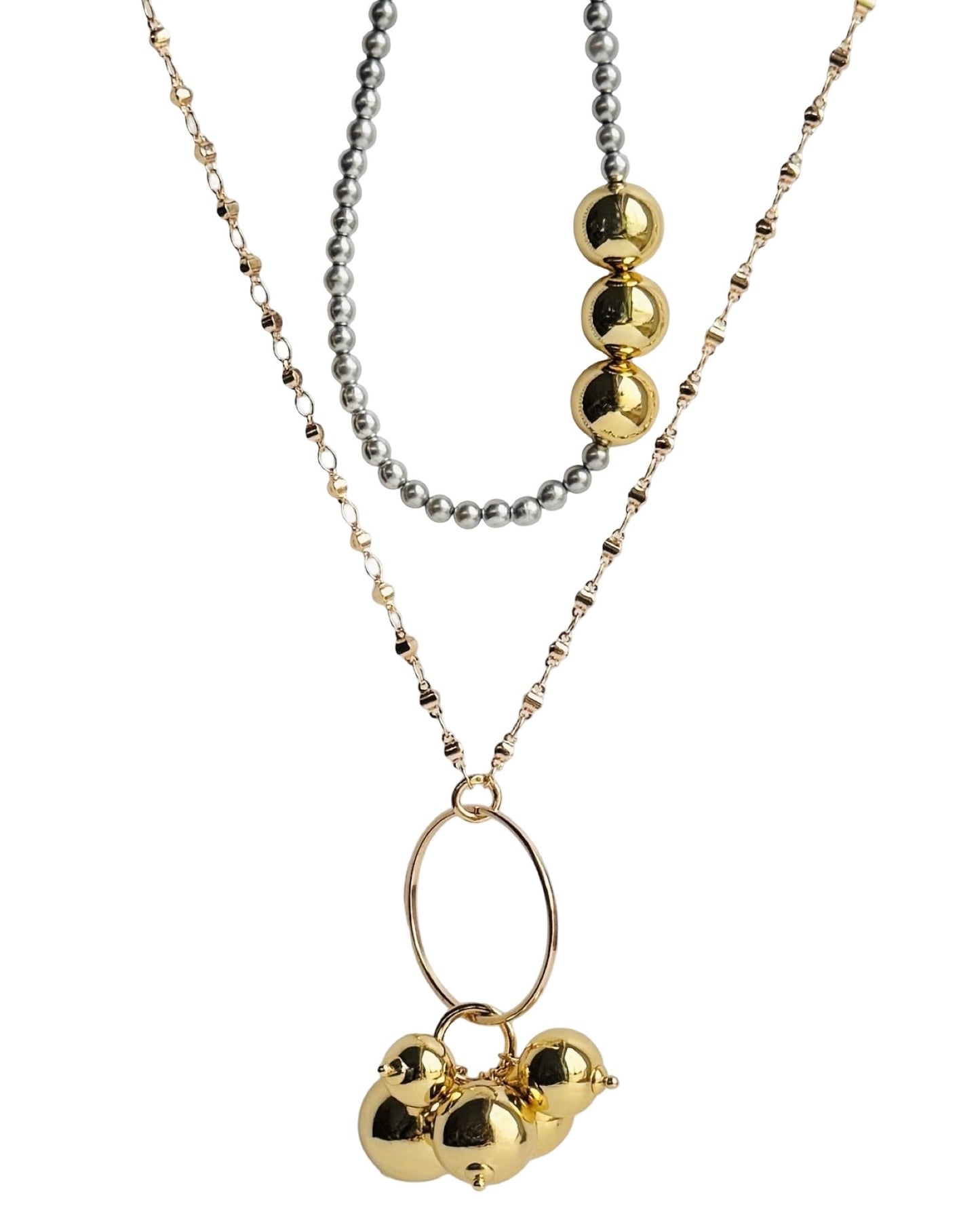 Betty boo silver gold pearl beads necklace