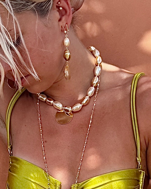 Sevda | Vintage Pearl & Gold Drop Earrings