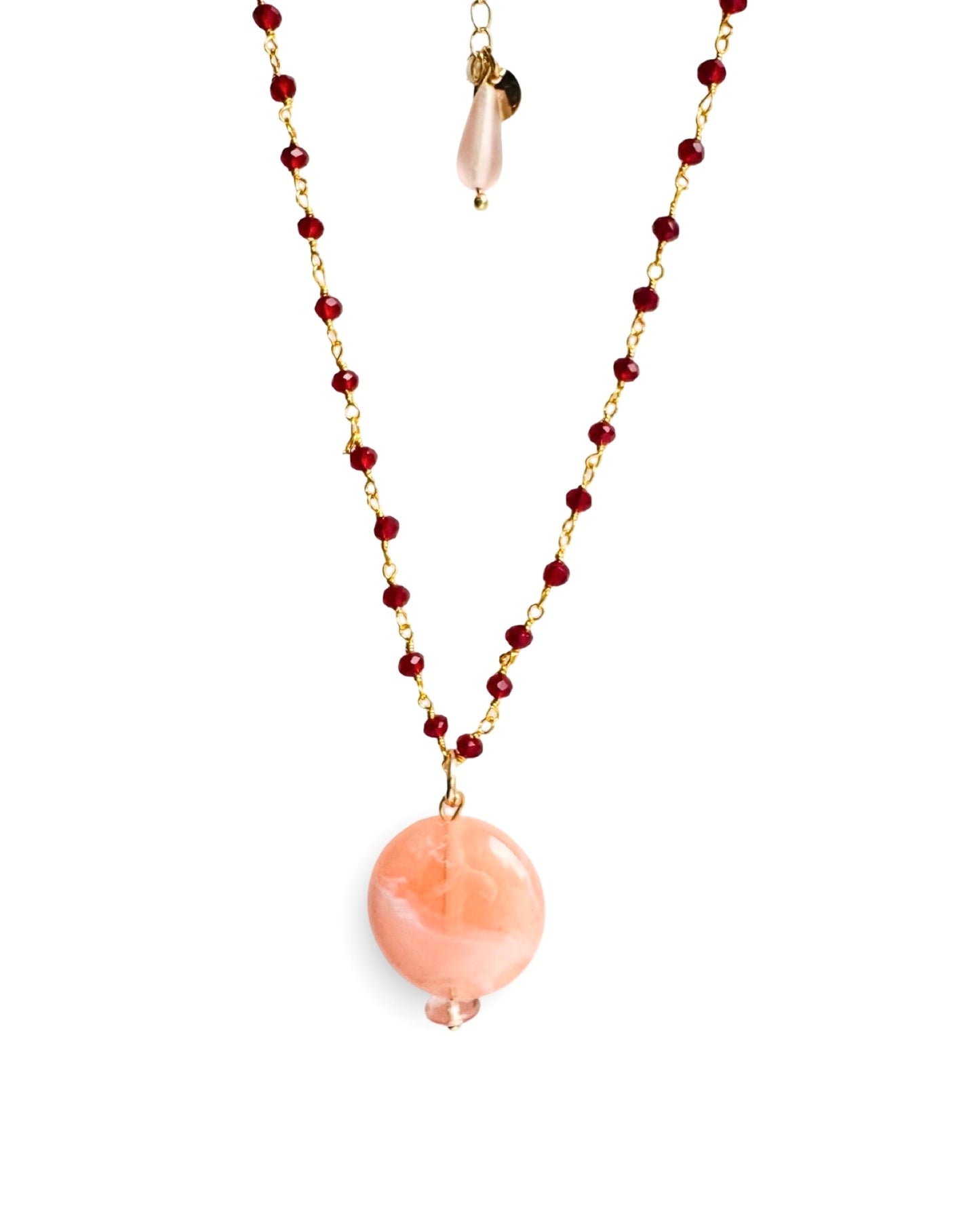 Symi | Garnet Crystal & Peach Pendant Necklace