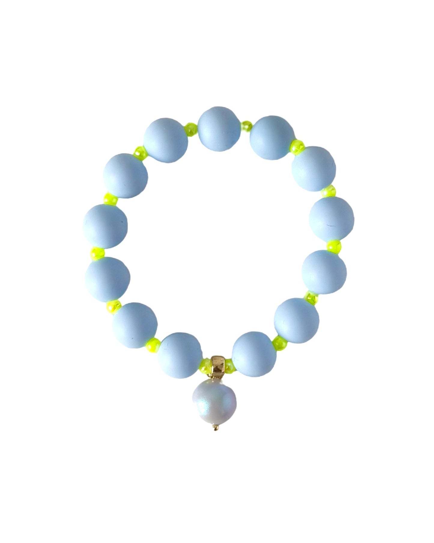 Beau bracelet in soft blue + neon yellow