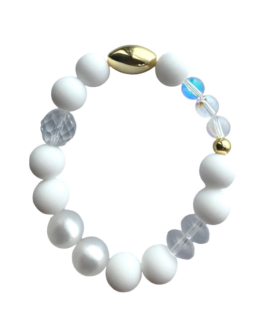 Bunny Snow White | Crystal, Gold & Silicone Bracelet