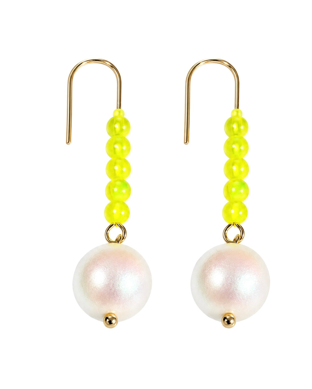 Pearl + neon drop earrings