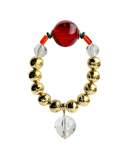 Lolita vintage ruby crystal gold beaded bracelet
