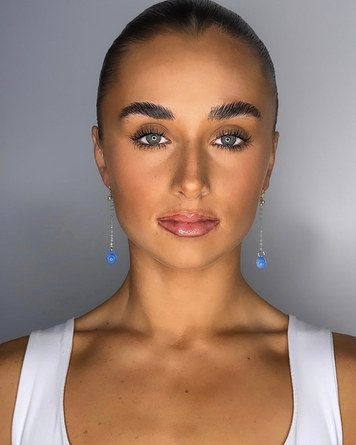 Rosie drop earrings in cornflower blue