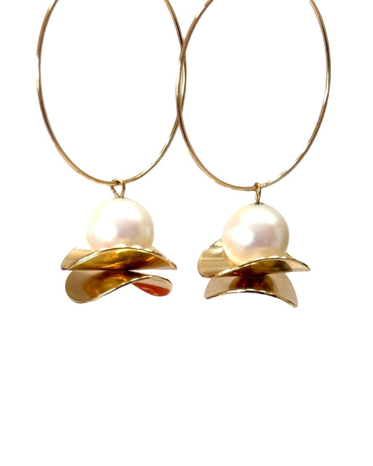 Malinda Pearl and gold hoops