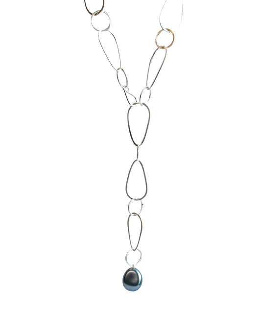 Mirage | Silver Multi-Wear Necklace with Deep Blue Crystal Pearl Pendant