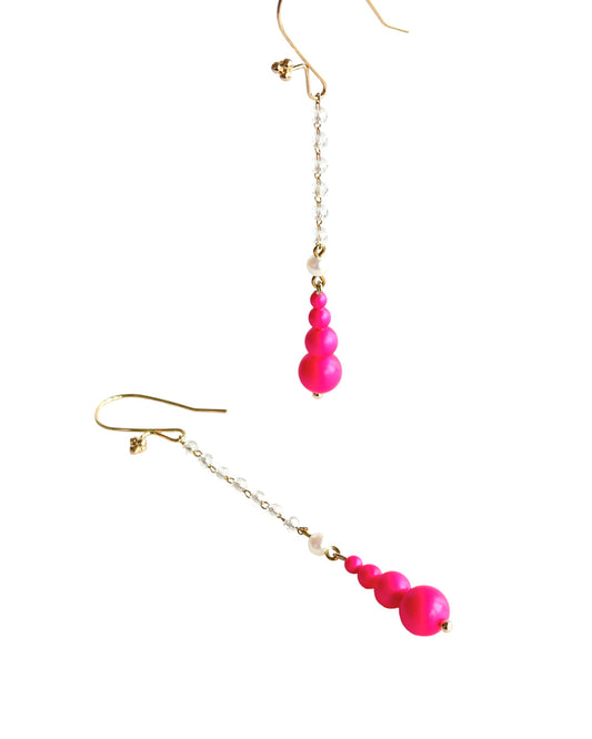 Piper drop earrings in neon pink