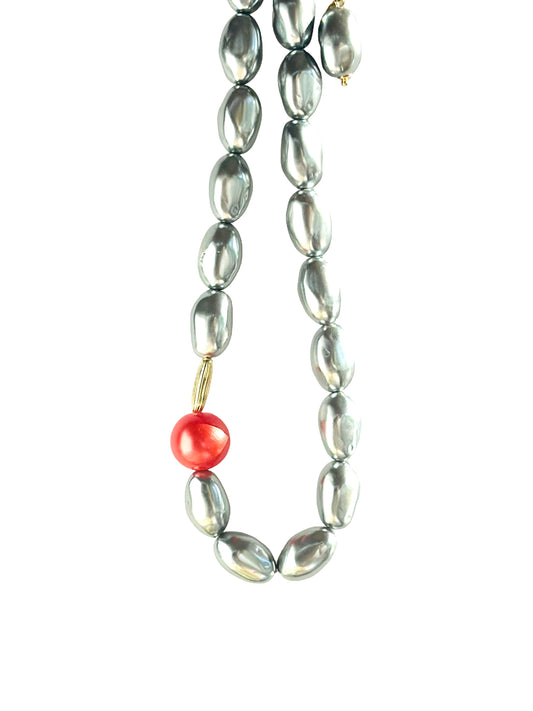 Bejewelled Juliette deep grey vintage Japanese lucite pearl, gold, tangerine crystal chocker  necklace