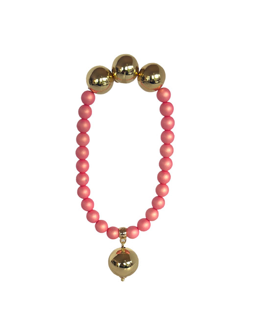 Betty boo soft pink crush crystal pearl gold beaded bracelet