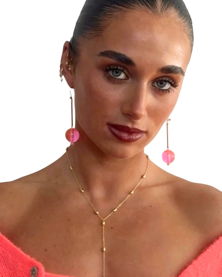 Disco glow vintage neon pink drop earrings