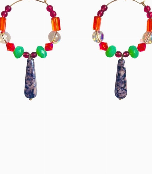 Lottie love limited edition multi coloured drop crystal hoop earrings