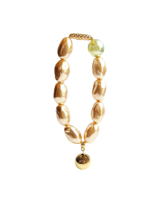 Bejewelled Juliette mint crystal soft cream Japanese vintage lucite beaded bracelet